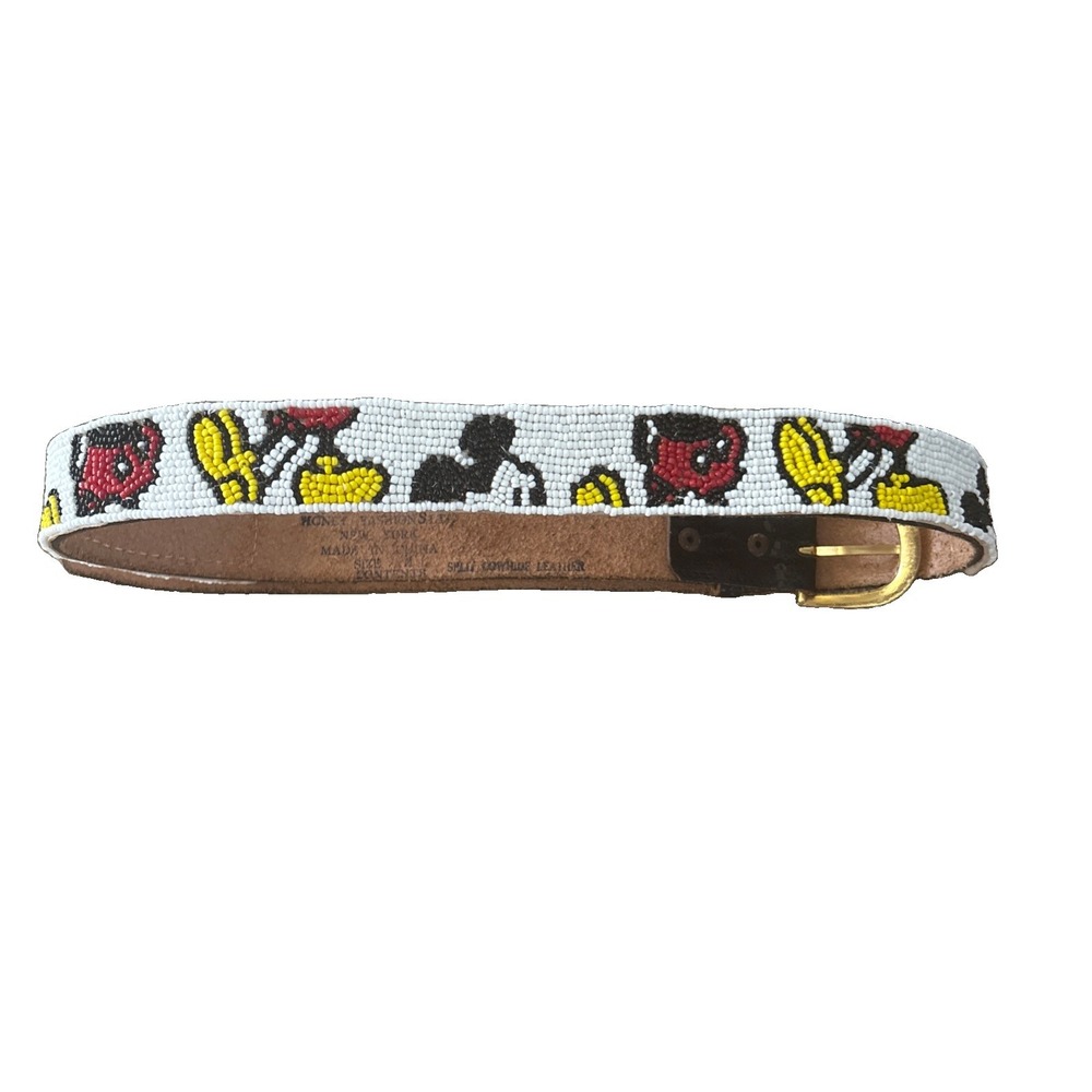 Disney Vintage Lee Mickey Mouse Beaded Honey Fashion  New York Cowhide Leather